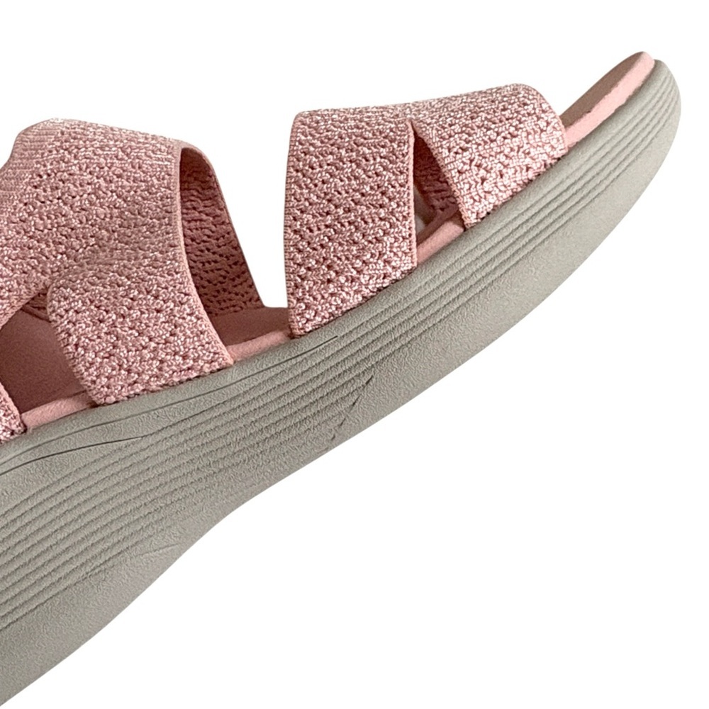 Skechers Pink Textured Wedge Sandals - Picture 6 of 9